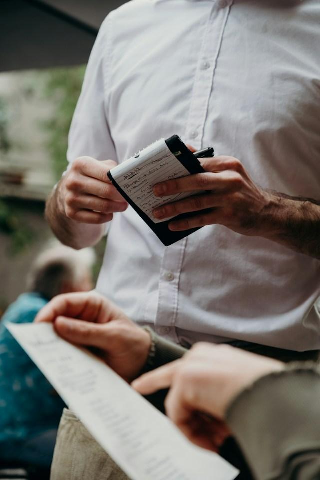 Waiter taking an order in a restaurant